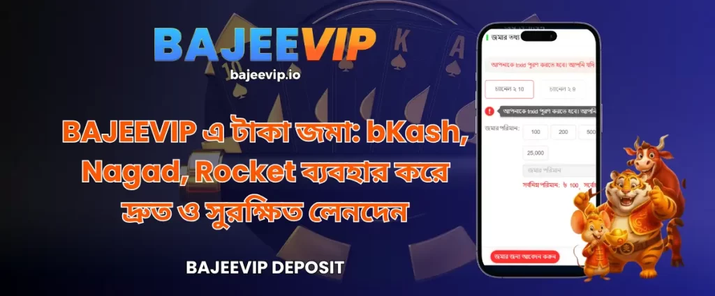 BAJEEVIP এ টাকা জমা দিন: bKash, Nagad, Rocket ব্যবহার করে দ্রুত ও সুরক্ষিত লেনদেন